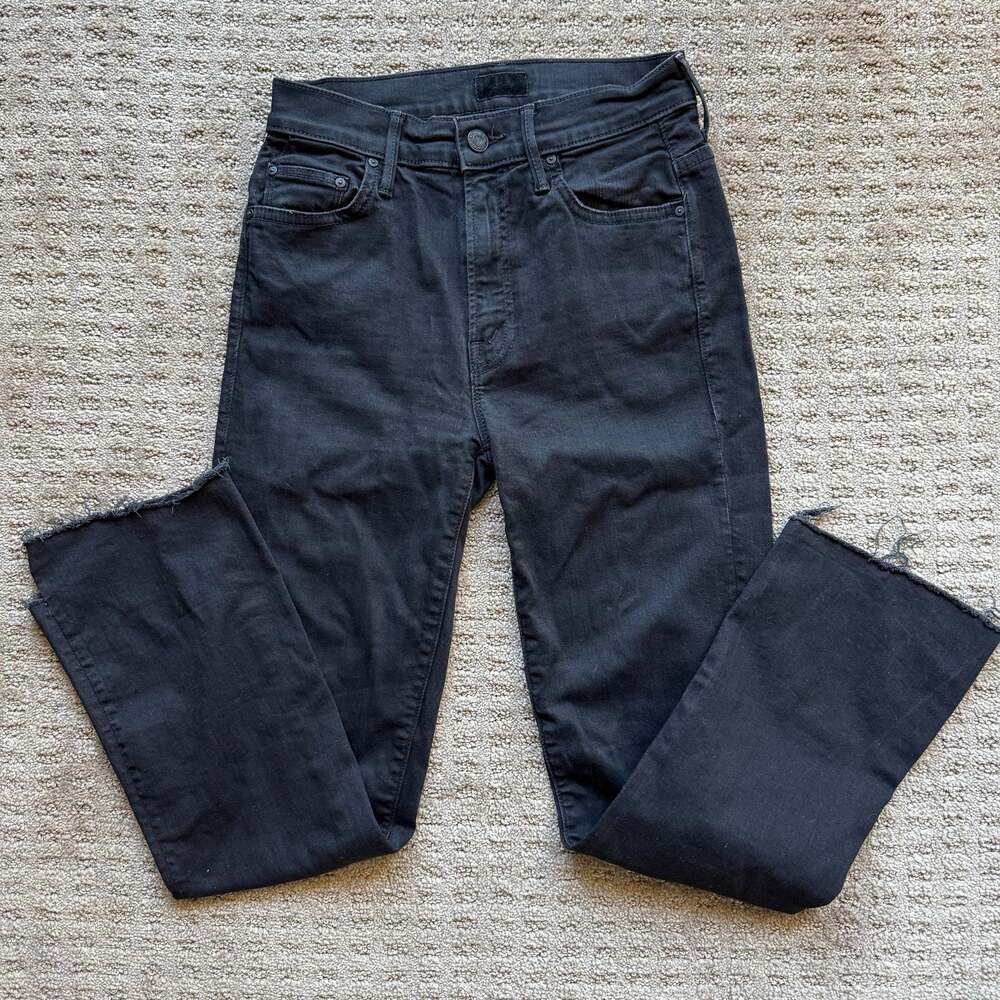 MOTHER The Insider Crop Step Fray Jeans Not Guilty Black Size 25